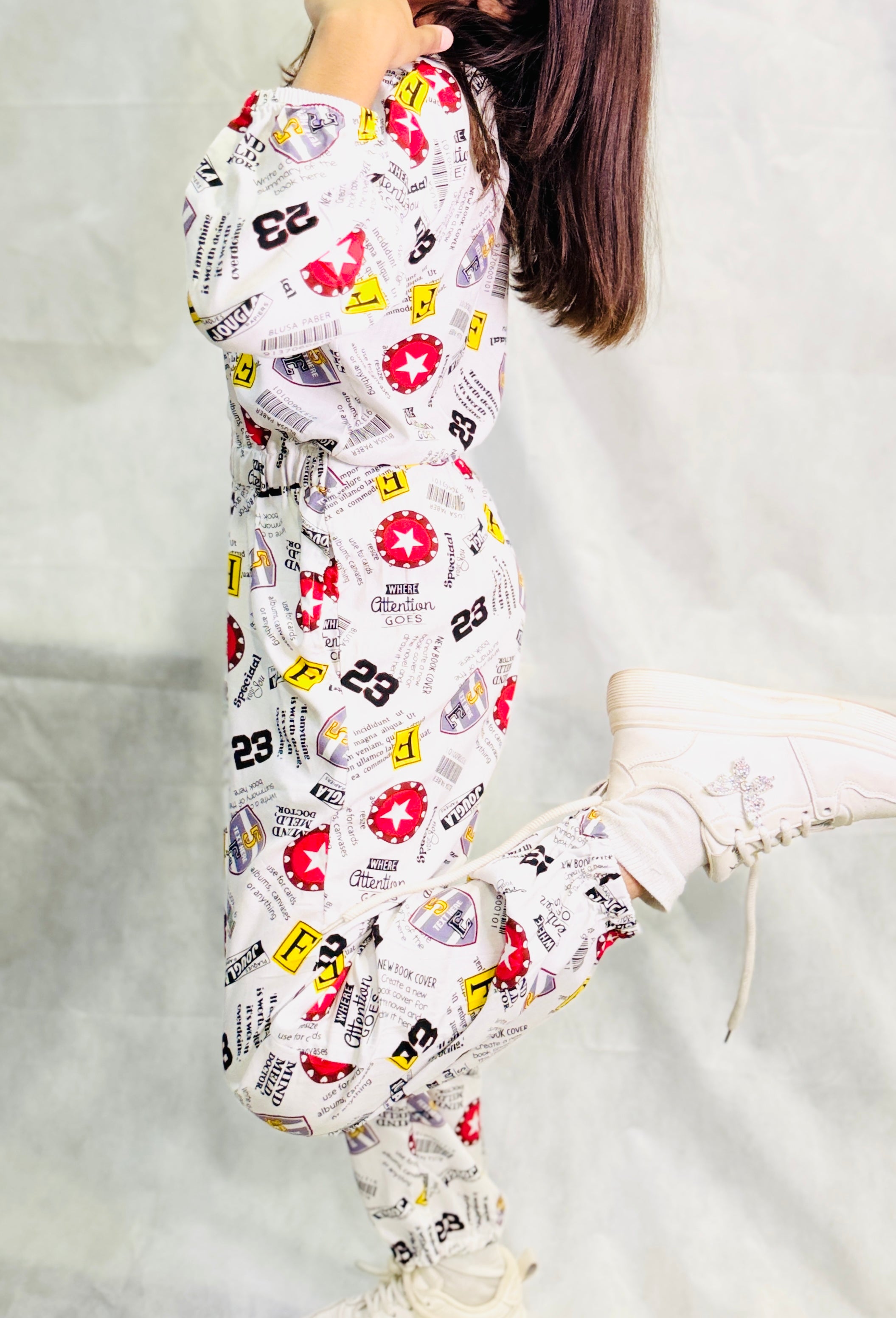 Girls' Printed Linen Jumpsuit