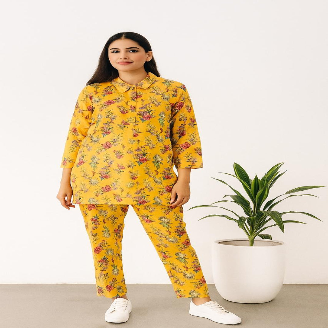Front Open Shirt with Palazzo Pants